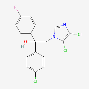 molecular formula C17H12Cl3FN2O B2806292 1-(4-Chlorophenyl)-2-(4,5-dichloroimidazol-1-yl)-1-(4-fluorophenyl)ethanol CAS No. 866151-53-3