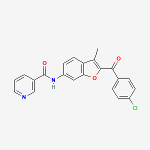 molecular formula C22H15ClN2O3 B2806299 N-[2-(4-chlorobenzoyl)-3-methyl-1-benzofuran-6-yl]pyridine-3-carboxamide CAS No. 923218-01-3