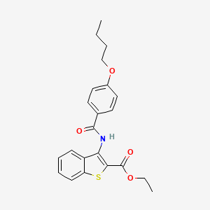 molecular formula C22H23NO4S B2806340 Ethyl 3-(4-butoxybenzamido)benzo[b]thiophene-2-carboxylate CAS No. 477556-44-8