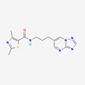 molecular formula C14H16N6OS B2806383 N-(3-([1,2,4]triazolo[1,5-a]pyrimidin-6-yl)propyl)-2,4-dimethylthiazole-5-carboxamide CAS No. 2034317-59-2