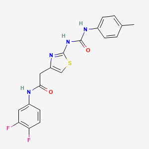 molecular formula C19H16F2N4O2S B2806392 N-(3,4-difluorophenyl)-2-(2-(3-(p-tolyl)ureido)thiazol-4-yl)acetamide CAS No. 921465-76-1