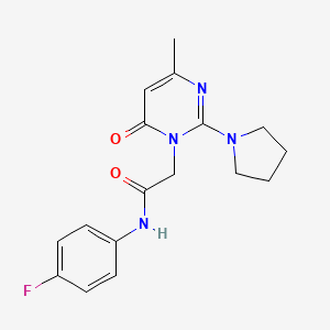 molecular formula C17H19FN4O2 B2806394 N-(4-fluorophenyl)-2-[4-methyl-6-oxo-2-(pyrrolidin-1-yl)-1,6-dihydropyrimidin-1-yl]acetamide CAS No. 1251559-47-3