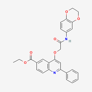 molecular formula C28H24N2O6 B2806398 ethyl 4-{[(2,3-dihydro-1,4-benzodioxin-6-yl)carbamoyl]methoxy}-2-phenylquinoline-6-carboxylate CAS No. 1114647-71-0