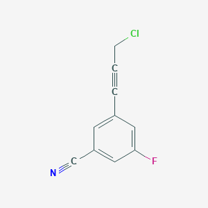 molecular formula C10H5ClFN B2806408 3-(3-Chloroprop-1-yn-1-yl)-5-fluorobenzonitrile CAS No. 1507756-33-3