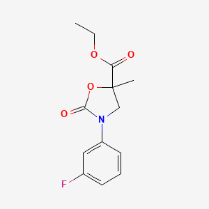 molecular formula C13H14FNO4 B2806435 Ethyl 3-(3-fluorophenyl)-5-methyl-2-oxo-1,3-oxazolidine-5-carboxylate CAS No. 2112553-71-4