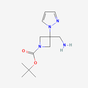 molecular formula C12H20N4O2 B2806444 Tert-butyl 3-(aminomethyl)-3-pyrazol-1-ylazetidine-1-carboxylate CAS No. 2551119-71-0