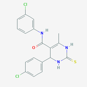 molecular formula C18H15Cl2N3OS B2806448 N-(3-chlorophenyl)-4-(4-chlorophenyl)-6-methyl-2-sulfanylidene-1,2,3,4-tetrahydropyrimidine-5-carboxamide CAS No. 365242-22-4