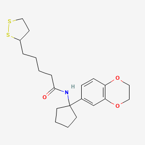 N-[1-(2,3-dihydro-1,4-benzodioxin-6-yl)cyclopentyl]-5-(dithiolan-3-yl)pentanamide
