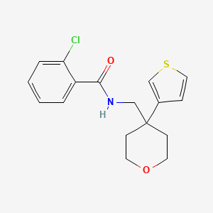 2-chloro-N-((4-(thiophen-3-yl)tetrahydro-2H-pyran-4-yl)methyl)benzamide