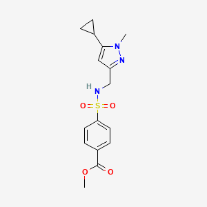 molecular formula C16H19N3O4S B2806496 methyl 4-{[(5-cyclopropyl-1-methyl-1H-pyrazol-3-yl)methyl]sulfamoyl}benzoate CAS No. 1448135-38-3