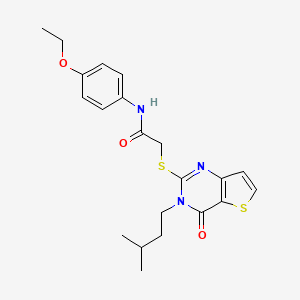 molecular formula C21H25N3O3S2 B2806502 N-(4-ethoxyphenyl)-2-{[3-(3-methylbutyl)-4-oxo-3H,4H-thieno[3,2-d]pyrimidin-2-yl]sulfanyl}acetamide CAS No. 440329-76-0