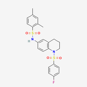 molecular formula C23H23FN2O4S2 B2806504 N-[1-(4-fluorobenzenesulfonyl)-1,2,3,4-tetrahydroquinolin-6-yl]-2,4-dimethylbenzene-1-sulfonamide CAS No. 1005294-01-8
