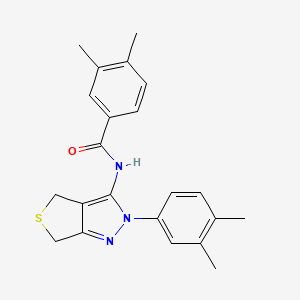molecular formula C22H23N3OS B2806517 N-[2-(3,4-dimethylphenyl)-2H,4H,6H-thieno[3,4-c]pyrazol-3-yl]-3,4-dimethylbenzamide CAS No. 681269-37-4