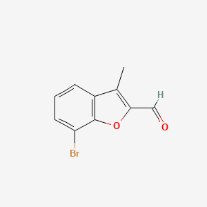 molecular formula C10H7BrO2 B2806527 2-Formyl-3-methyl-7-bromobenzofuran CAS No. 196799-65-2