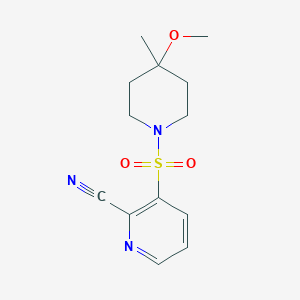 molecular formula C13H17N3O3S B2806529 3-[(4-Methoxy-4-methylpiperidin-1-yl)sulfonyl]pyridine-2-carbonitrile CAS No. 2220157-27-5