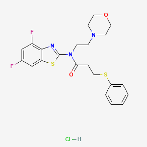 molecular formula C22H24ClF2N3O2S2 B2806551 N-(4,6-DIFLUORO-1,3-BENZOTHIAZOL-2-YL)-N-[2-(MORPHOLIN-4-YL)ETHYL]-3-(PHENYLSULFANYL)PROPANAMIDE HYDROCHLORIDE CAS No. 1216964-48-5