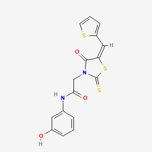 (E)-N-(3-hydroxyphenyl)-2-(4-oxo-5-(thiophen-2-ylmethylene)-2-thioxothiazolidin-3-yl)acetamide