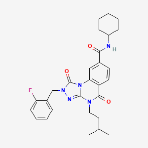N-cyclohexyl-2-(2-fluorobenzyl)-4-(3-methylbutyl)-1,5-dioxo-1,2,4,5-tetrahydro[1,2,4]triazolo[4,3-a]quinazoline-8-carboxamide