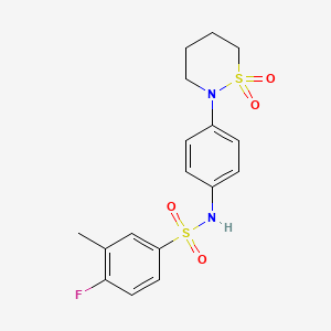 molecular formula C17H19FN2O4S2 B2806601 N-[4-(1,1-dioxo-1lambda6,2-thiazinan-2-yl)phenyl]-4-fluoro-3-methylbenzene-1-sulfonamide CAS No. 899976-41-1