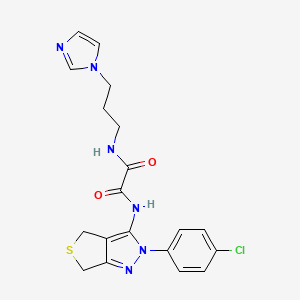 molecular formula C19H19ClN6O2S B2806614 N-[2-(4-chlorophenyl)-2H,4H,6H-thieno[3,4-c]pyrazol-3-yl]-N'-[3-(1H-imidazol-1-yl)propyl]ethanediamide CAS No. 941931-35-7