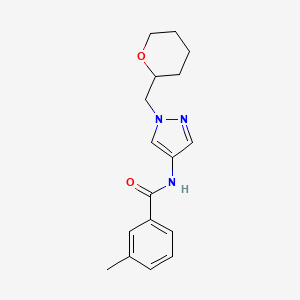 3-methyl-N-(1-((tetrahydro-2H-pyran-2-yl)methyl)-1H-pyrazol-4-yl)benzamide
