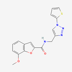molecular formula C17H14N4O3S B2806678 7-methoxy-N-((1-(thiophen-2-yl)-1H-1,2,3-triazol-4-yl)methyl)benzofuran-2-carboxamide CAS No. 2034560-58-0