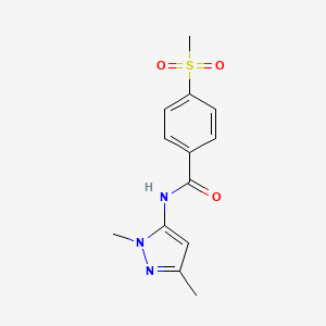 molecular formula C13H15N3O3S B2806679 N-(1,3-dimethyl-1H-pyrazol-5-yl)-4-methanesulfonylbenzamide CAS No. 1172464-25-3