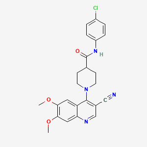 molecular formula C24H23ClN4O3 B2806682 N-(4-chlorophenyl)-1-(3-cyano-6,7-dimethoxyquinolin-4-yl)piperidine-4-carboxamide CAS No. 1226441-74-2