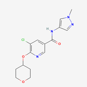 molecular formula C15H17ClN4O3 B2806703 5-chloro-N-(1-methyl-1H-pyrazol-4-yl)-6-((tetrahydro-2H-pyran-4-yl)oxy)nicotinamide CAS No. 1904246-78-1