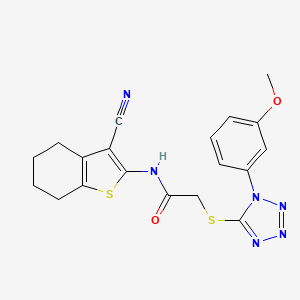 molecular formula C19H18N6O2S2 B2806709 N-(3-cyano-4,5,6,7-tetrahydro-1-benzothiophen-2-yl)-2-{[1-(3-methoxyphenyl)-1H-1,2,3,4-tetrazol-5-yl]sulfanyl}acetamide CAS No. 878700-66-4