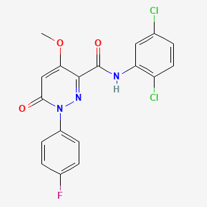 molecular formula C18H12Cl2FN3O3 B2806741 N-(2,5-dichlorophenyl)-1-(4-fluorophenyl)-4-methoxy-6-oxo-1,6-dihydropyridazine-3-carboxamide CAS No. 921582-87-8