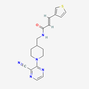 (E)-N-((1-(3-cyanopyrazin-2-yl)piperidin-4-yl)methyl)-3-(thiophen-3-yl)acrylamide