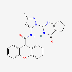 molecular formula C25H21N5O3 B2806778 N-(3-methyl-1-(4-oxo-4,5,6,7-tetrahydro-3H-cyclopenta[d]pyrimidin-2-yl)-1H-pyrazol-5-yl)-9H-xanthene-9-carboxamide CAS No. 1005997-95-4