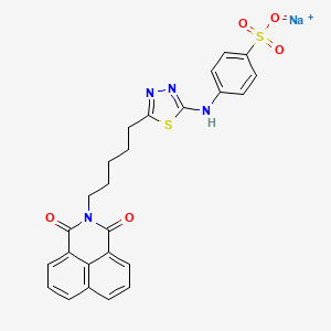 molecular formula C25H21N4NaO5S2 B2806786 sodium 4-((5-(5-(1,3-dioxo-1H-benzo[de]isoquinolin-2(3H)-yl)pentyl)-1,3,4-thiadiazol-2-yl)amino)benzenesulfonate CAS No. 474881-38-4