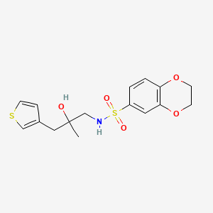 molecular formula C16H19NO5S2 B2806795 N-{2-hydroxy-2-[(thiophen-3-yl)methyl]propyl}-2,3-dihydro-1,4-benzodioxine-6-sulfonamide CAS No. 2097921-51-0