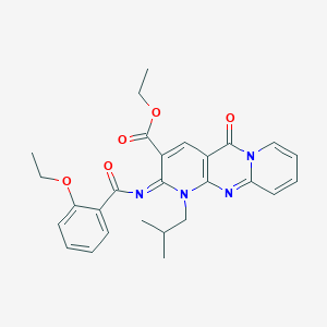 molecular formula C27H28N4O5 B2806807 ethyl 6-(2-ethoxybenzoyl)imino-7-(2-methylpropyl)-2-oxo-1,7,9-triazatricyclo[8.4.0.03,8]tetradeca-3(8),4,9,11,13-pentaene-5-carboxylate CAS No. 534577-38-3