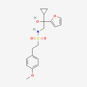 molecular formula C18H23NO5S B2806826 N-(2-cyclopropyl-2-(furan-2-yl)-2-hydroxyethyl)-2-(4-methoxyphenyl)ethanesulfonamide CAS No. 1396854-34-4