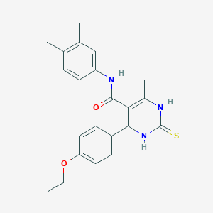 molecular formula C22H25N3O2S B2806844 N-(3,4-dimethylphenyl)-4-(4-ethoxyphenyl)-6-methyl-2-sulfanylidene-1,2,3,4-tetrahydropyrimidine-5-carboxamide CAS No. 731828-98-1