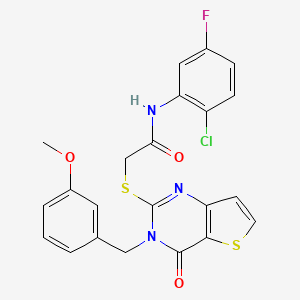 molecular formula C22H17ClFN3O3S2 B2806861 N-(2-chloro-5-fluorophenyl)-2-({3-[(3-methoxyphenyl)methyl]-4-oxo-3H,4H-thieno[3,2-d]pyrimidin-2-yl}sulfanyl)acetamide CAS No. 1252904-74-7