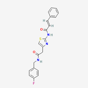 molecular formula C21H18FN3O2S B2806870 N-(4-(2-((4-fluorobenzyl)amino)-2-oxoethyl)thiazol-2-yl)cinnamamide CAS No. 1005953-05-8