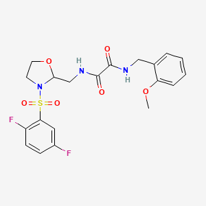 molecular formula C20H21F2N3O6S B2806872 N1-((3-((2,5-difluorophenyl)sulfonyl)oxazolidin-2-yl)methyl)-N2-(2-methoxybenzyl)oxalamide CAS No. 868983-77-1