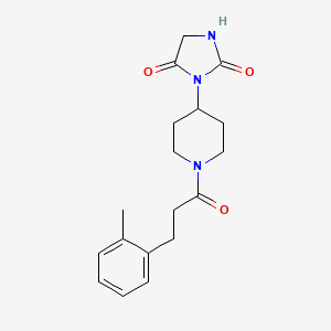 molecular formula C18H23N3O3 B2806879 3-(1-(3-(o-Tolyl)propanoyl)piperidin-4-yl)imidazolidine-2,4-dione CAS No. 2034270-25-0