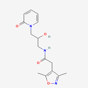 molecular formula C15H19N3O4 B2806883 2-(3,5-dimethylisoxazol-4-yl)-N-(2-hydroxy-3-(2-oxopyridin-1(2H)-yl)propyl)acetamide CAS No. 1797890-65-3