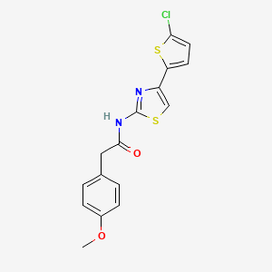 molecular formula C16H13ClN2O2S2 B2806886 N-[4-(5-chlorothiophen-2-yl)-1,3-thiazol-2-yl]-2-(4-methoxyphenyl)acetamide CAS No. 922474-12-2