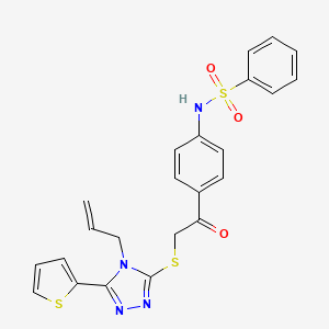molecular formula C23H20N4O3S3 B2806902 N-[4-(2-{[4-(prop-2-en-1-yl)-5-(thiophen-2-yl)-4H-1,2,4-triazol-3-yl]sulfanyl}acetyl)phenyl]benzenesulfonamide CAS No. 488823-86-5