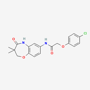 molecular formula C19H19ClN2O4 B2806908 2-(4-chlorophenoxy)-N-(3,3-dimethyl-4-oxo-2,3,4,5-tetrahydro-1,5-benzoxazepin-7-yl)acetamide CAS No. 921523-22-0