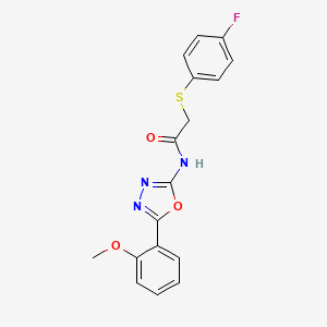 2-(4-fluorophenyl)sulfanyl-N-[5-(2-methoxyphenyl)-1,3,4-oxadiazol-2-yl]acetamide