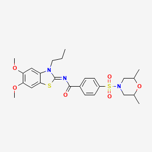 (Z)-N-(5,6-dimethoxy-3-propylbenzo[d]thiazol-2(3H)-ylidene)-4-((2,6-dimethylmorpholino)sulfonyl)benzamide