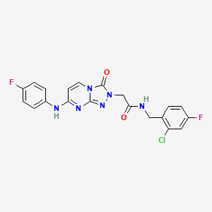 molecular formula C20H15ClF2N6O2 B2806940 N-[(2-chloro-4-fluorophenyl)methyl]-2-{7-[(4-fluorophenyl)amino]-3-oxo-2H,3H-[1,2,4]triazolo[4,3-a]pyrimidin-2-yl}acetamide CAS No. 1251620-94-6