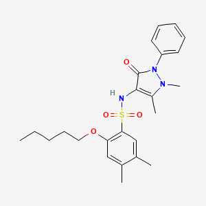 molecular formula C24H31N3O4S B2806988 N-(1,5-dimethyl-3-oxo-2-phenyl-2,3-dihydro-1H-pyrazol-4-yl)-4,5-dimethyl-2-(pentyloxy)benzene-1-sulfonamide CAS No. 2361680-70-6